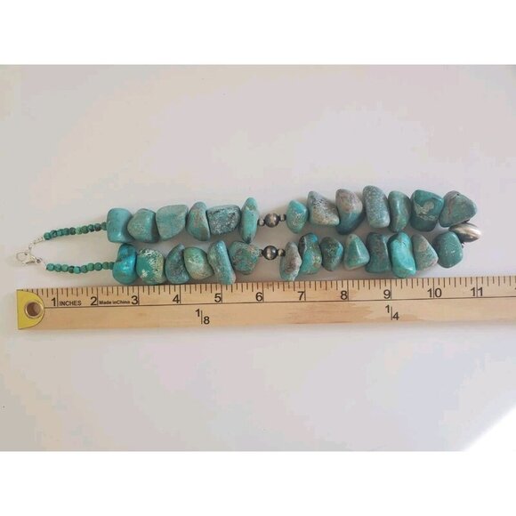 Huge Turquoise and Navajo Pearls Necklace 22" 925 Sterling Silver 232 Grams NWOT - Picture 9 of 16